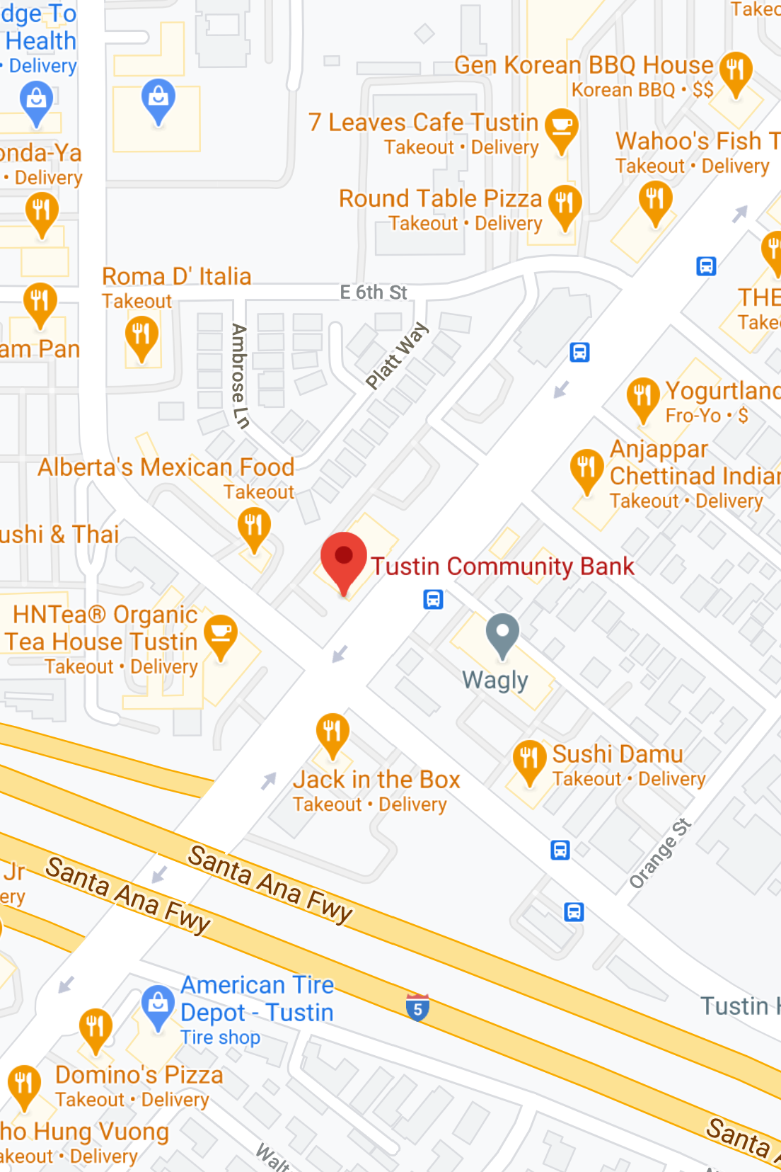 Map of Tustin Community Bank